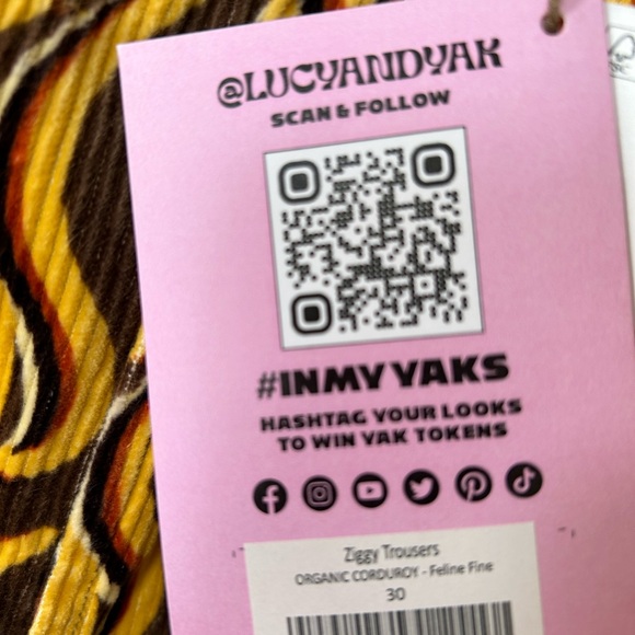 NWT Lucy and Yak - yellow and brown cords size 30 - Picture 9 of 10